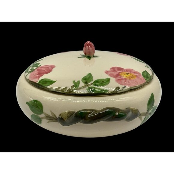 Desert Rose VTG Round Covered Vegetable Dish From Franciscan Ware with Handles - Picture 2 of 15